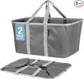 CleverMade Collapsible Laundry Tote - Charcoal Gray 2-Pack 50L - Foldable Storage Organization Container for Clothes Laundry Room Storage Solution-Ruum Studio Home