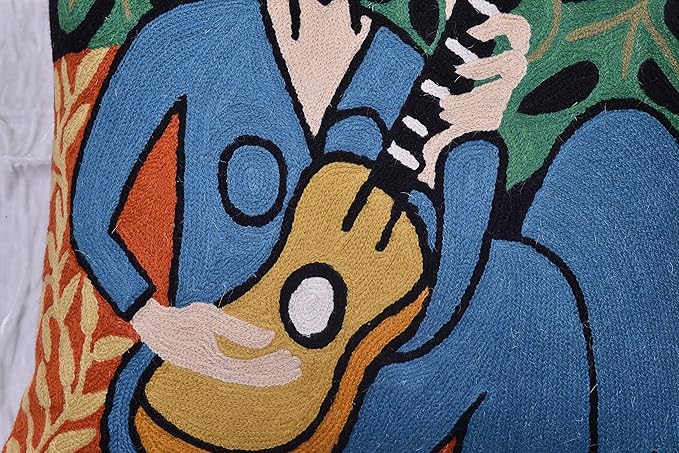 The Music Matisse Decorative Pillow Cover Handembroidered Wool 18x18-Ruum Studio Home