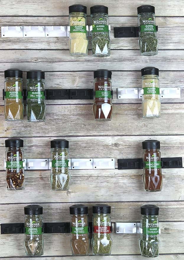 Simple Houseware 20 Spice Gripper Spice Accessories Spice Organizer- 4 Strips, Holds 20 Jars, Black-Ruum Studio Home