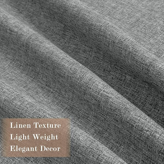 Mid Grey Pinch Pleat 100% Blackout Drapes Linen Blend, Room Divider, Room Darkening, Energy Saving, Furniture Protecting, Light Blocking Extra Wide Privacy Curtains, 240Wx84L, 1 PC-Ruum Studio Home