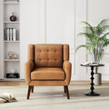 UIXE Faux Leather Accent Chair, Modern Arm Club Chair Upholstered Armchair for Living Room, Comfy Single Sofa Seats Button Tufted Reading Seating, Brown-Ruum Studio Home