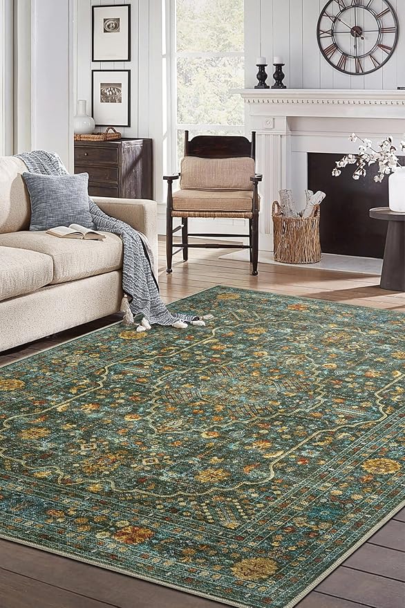 Keen Home Design 9x12 Rug - Machine Washable Area Rug with Non-Slip Backing, Ideal for Living Room, Dining Room, Bedroom - Vintage, Easy Clean, Durable, Low Pile Rug - (9' x 12')-Ruum Studio Home