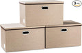 PRANDOM Extra Large Collapsible Storage Bins with Lids [3-Pack] Linen Fabric Foldable Storage Baskets Boxes Organizer Containers Cube with Cover for Bedroom Closet Office Nursery (22.8x15.75x13.8)-Ruum Studio Home