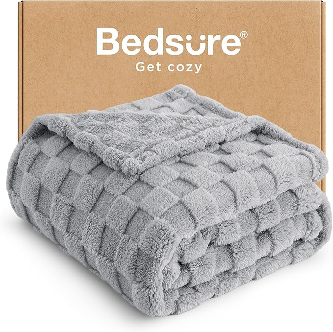 Bedsure GentleSoft Silver Grey Throw Blanket for Couch - Super Soft Cozy Blankets Gifts for Women Men Girls, Cute Small Fleece Throws for Bedroom Home Decor, 50x70 Inches-Ruum Studio Home