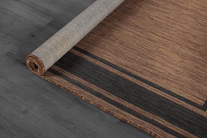 Beverly Rug Outdoor Rug 8x10 Modern Bordered Area Rugs for Indoor and Outdoor Patio Deck Porch Garden Waterproof Weather Sun Resistant Washable Outside Carpet (8 x 10 Gold)-Ruum Studio Home