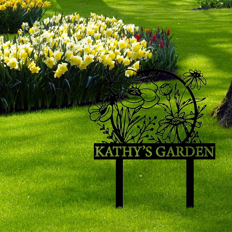 Personalized Metal Garden Sign with Stake, Custom Garden Decor for Outdoor, Custom Family Name Sign, Patio Decorations, Lawn Art, Farmhouse Decorative, Housewarming Gift (CstmDesign12)-Ruum Studio Home
