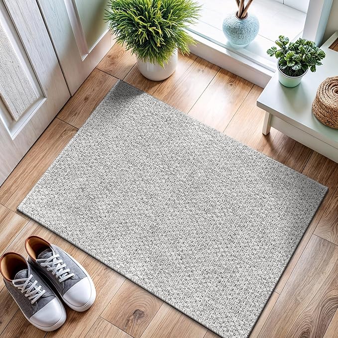 CAMILSON Easy Jute Rug 2x3, Indoor Outdoor Gray Color Farmhouse Area Rugs for Living Room and Kitchen Rug, Solid Boho Woven Design, Easy-Cleaning, Washable Outside Carpet Alfombras (2 x 3)-Ruum Studio Home