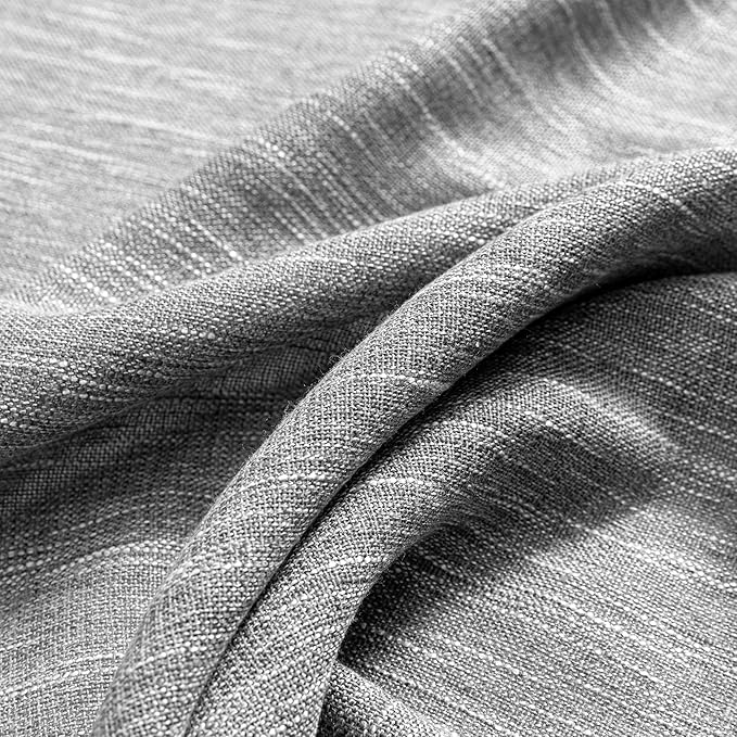 MYSKY HOME 95 Inch Curtains Farmhouse Light Filtering Privacy Curtain Drapes for Patio Door Living Room, Linen Look Texture Fabric Bohemian Draperies Soft Touch, 50x95, Dark Grey, 2 Panels-Ruum Studio Home