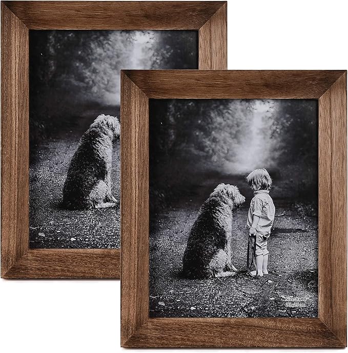 Yaetm-8x10 Picture Frame, Natural Solid Wood Photo Frame Display for Tabletop And Wall High Definition Glass Carbonized Black(2 pack)-Ruum Studio Home