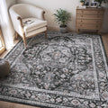 AMOAMI-4X6 Area Rugs for Living Room -Soft Vintage Bedroom Rug-Non Slip Washable Rug-Throw Rugs for Living Room Bedroom Bedside Dining Room Office Dark Grey & Black-Ruum Studio Home