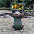 Frog Solar Welcome Garden Statues Outdoor Décor- Frog Figurines Solar LED Light Lawn Ornaments - Yard Decorations for Patio, Balcony, Backyard -Unique House Warming Gifts for Mom-Ruum Studio Home
