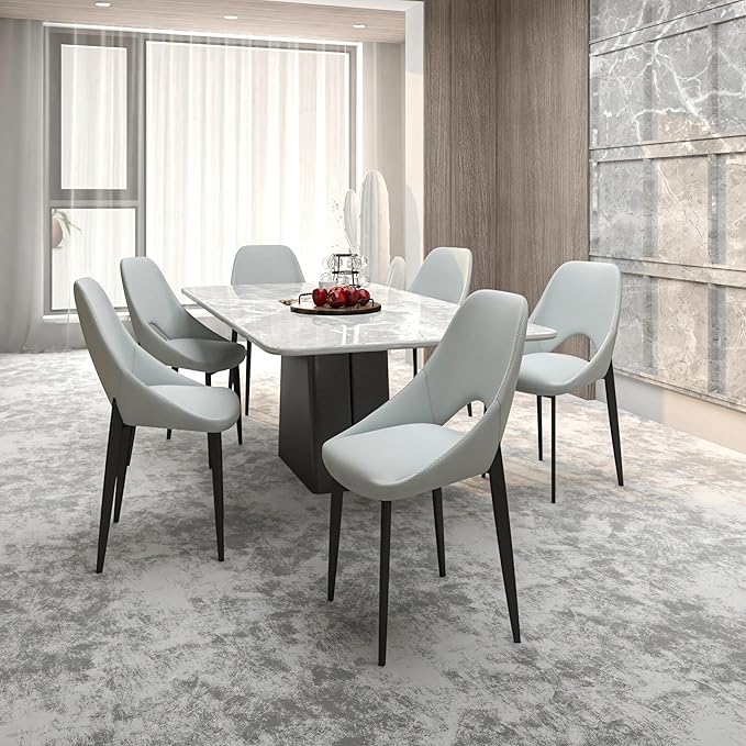 LeisureMod Amalfi Upholstered Fabric Dining Chair – Modern Side Chair with Iron Legs, Mid-Century Accent Chair for Dining Room or Kitchen-Ruum Studio Home