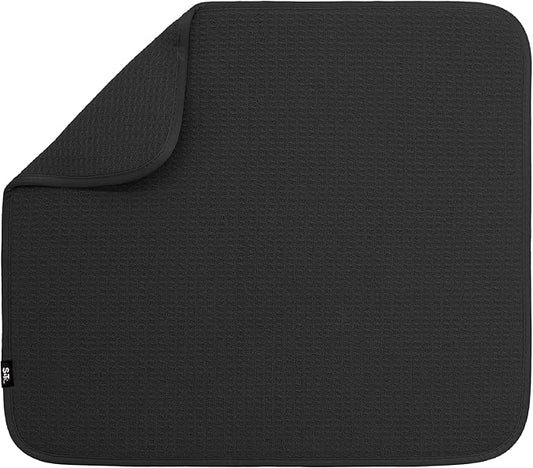 S&T INC. Dish Drying Mat, 16” x 18”, Absorbent Microfiber Kitchen Counter Mat, Dish Drying Pad for Dishes, Utensils, Pots and Pans, Large, Black-Ruum Studio Home