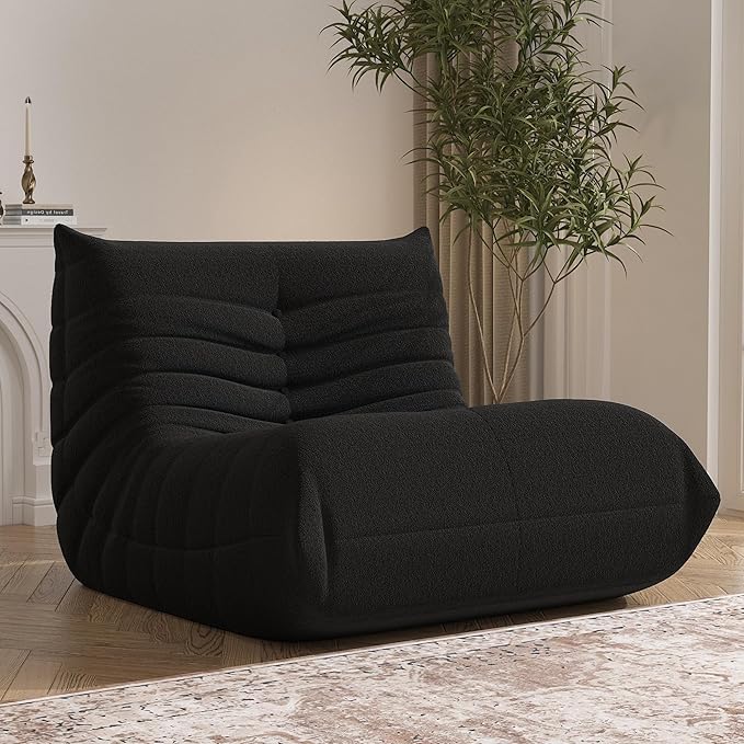 Bean Bag Chair, Memory Foam Bean Bag Sofa Large Bean Bag Chair for Adults, Bean Bag Chairs for Teens with High Density Comfortable Foam, Bean Bag for Living Room, Bedroom (Black)-Ruum Studio Home