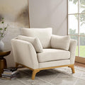 Large-Sized Accent Chair, Thick Cushion Bedroom Reading Chair, Comfortable Living Room Single Sofa， Linen Gray-Ruum Studio Home