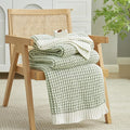 Amélie Home Chenille Waffle Throw Blanket for Couch, Reversible Pineapple Stitch Knit Soft Cozy Knit Blanket Lightweight Warm Decorative Throw for Sofa, Bed, Living Room, 50"x60", Sage Green&Ivory-Ruum Studio Home