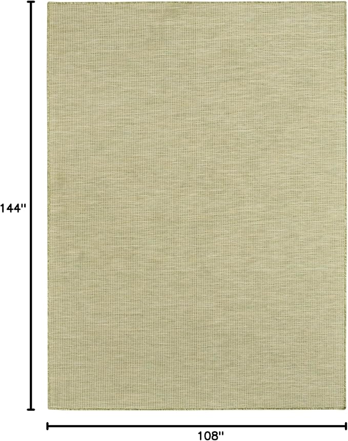 Nourison Home Positano Indoor/Outdoor Green 9' x 12' Area Rug, Easy Cleaning, Non Shedding, Bed Room, Living Room, Dining Room, Backyard, Deck, Patio (9x12)-Ruum Studio Home