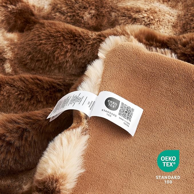 Cozy Bliss Faux Fur Throw Blanket for Couch, Fuzzy Soft Plush Thick Bubble Blanket for Sofa Bedroom Living Room, 50 * 60 Inches Tie Dye Brown-Ruum Studio Home