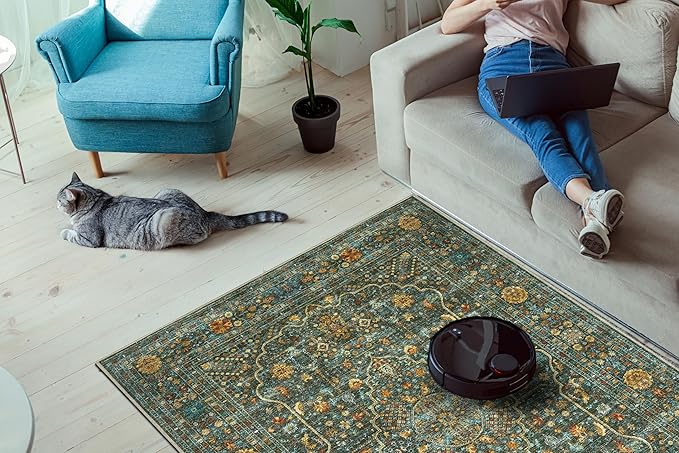 Keen Home Design 2x7 Rug - Machine Washable Runner Rug with Non-Slip Backing, Ideal for Hallway, Entryway, Kitchen, Laundry Room - Vintage, Easy Clean, Durable, Low Pile Rug - (2'6" x 7')-Ruum Studio Home