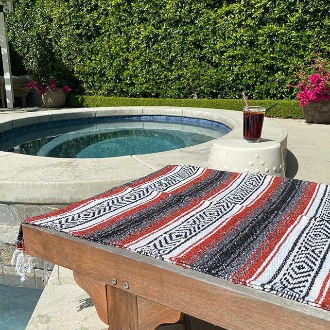 Del Mex Classic Mexican Blanket, Large Authentic Woven Falsa Throw (70"x50"), Artisan Southwest Décor for Beach, Yoga, Outdoors (Terracotta)-Ruum Studio Home
