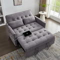 Convertible Sofa Bed, 3 in 1 Pull Out Couch, Loveseat Sleeper with Side Pocket, Living Room Sofa with Adjustable Backrest | USB Charging Port | Two Pillows | Towel Fabric | Dark Gray-Ruum Studio Home