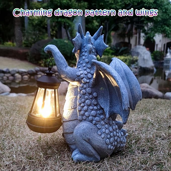 Dragon Solar Outdoor Garden Statue - Dragon Outdoor Figurie Lights - Yard Decorative Outdoor Statue Suitable for Patio, Balcony, Patio Decoration - Specially Customized Gift for Mom-Ruum Studio Home