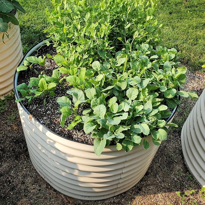 Vego garden 32" Tall 42" Round Raised Garden Bed Raised Bed Planter Box for Vegetables Flowers Patio-Pearl White-Ruum Studio Home