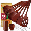 Riveira Set of 9 Premium Brown Bamboo Cooking Utensils - Bamboo Utensils for Cooking - Non-Toxic Utensils - Wooden Kitchen Set for Non-Stick Cookware-Ruum Studio Home
