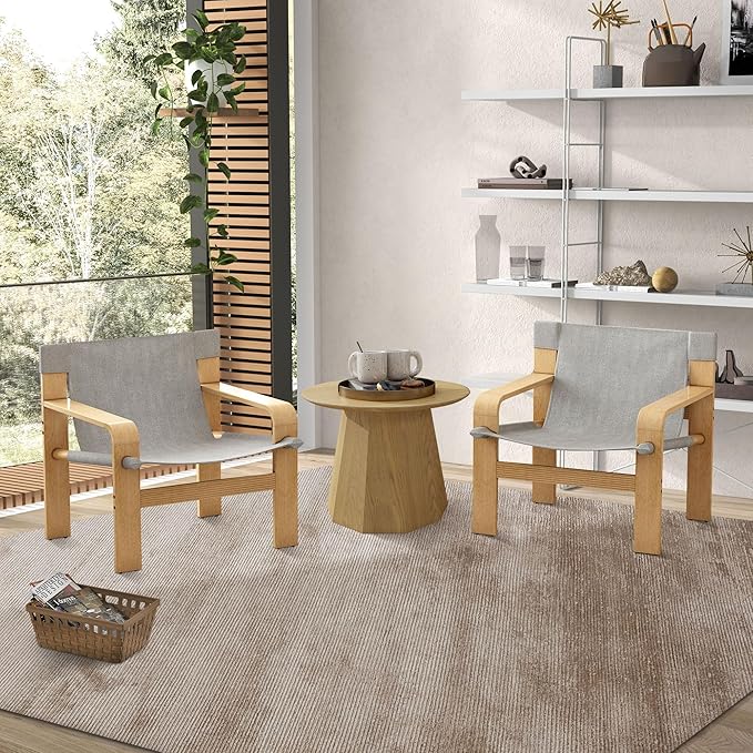 Mid-Century Accent Chair with Wide Armrest & Solid Wood Frame, Detachable and Washable Armchair, Modern Living Room Reading Chairs for Bedroom Sunroom Bedroom Balcony,White-Ruum Studio Home