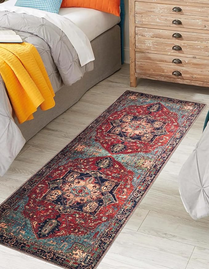 Keen Home Design 2x10 Rug - Machine Washable Runner Rug with Non-Slip Backing, Ideal for Hallway, Entryway, Kitchen, Laundry Room - Vintage, Easy Clean, Durable, Low Pile - (2'6" x 10')-Ruum Studio Home