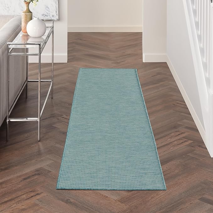 Nourison Positano Aqua 2' x 6' Area Rug Easy Clean, Non Shedding, Bed Room, Living Room, Dining Room, Kitchen (6' Runner)-Ruum Studio Home