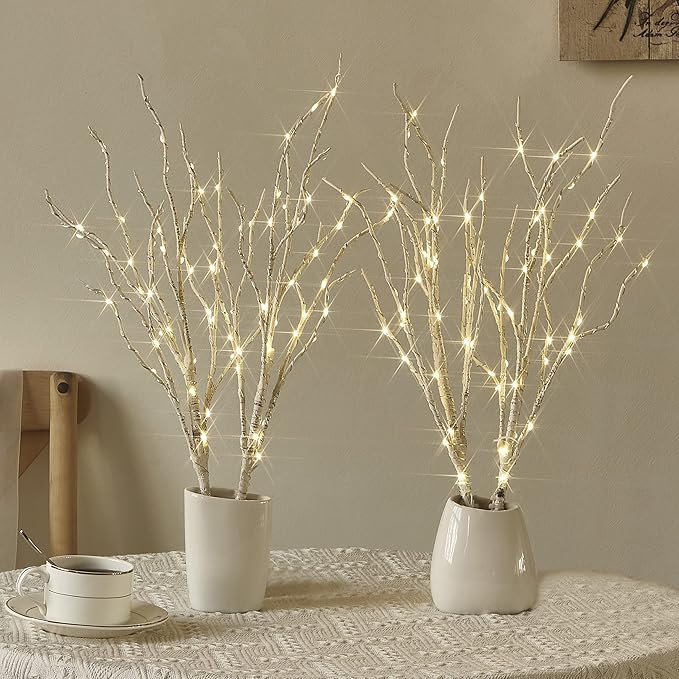 Birchlitland Lighted Birch Branches with Timer Battery Operated 18IN 70L Warm White LED Fairy Lights, Artificial Decorative Branch Lights for Home and Holiday Decoration Indoor Outdoor-Ruum Studio Home