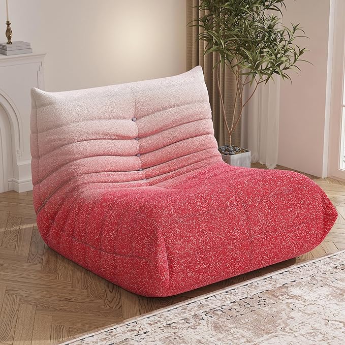 Bean Bag Chair, Fireside Chair Bean Bag Sofa Large Bean Bag Chair for Adults, Bean Bag Chairs for Teens with High Density Comfortable Foam, Memory Foam Bean Bag for Living Room, Bedroom (Pink&White)-Ruum Studio Home