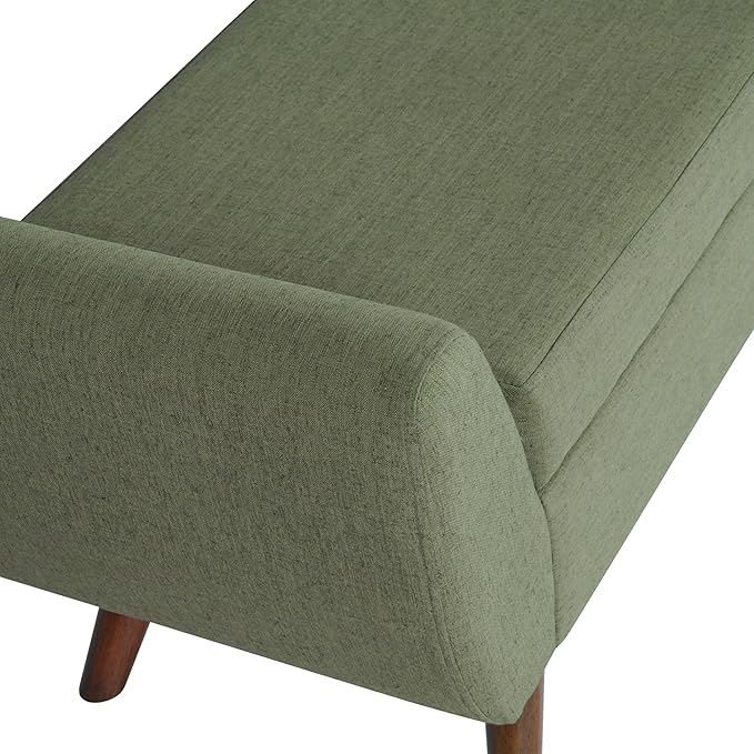 HomePop Modern Storage Bench with Wood Legs Home Décor|Bench with Storage for Living Room & Bedroom - Olive Green Woven-Ruum Studio Home