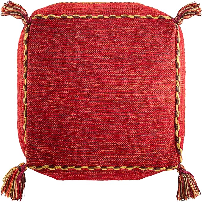 Mark&Day Pouf Ottoman, Hinterbruhl Global Burnt Orange Cube Pouf Foot Rest for Living Room, Bedroom and Boho Home Decor (18"x18"x18")-Ruum Studio Home
