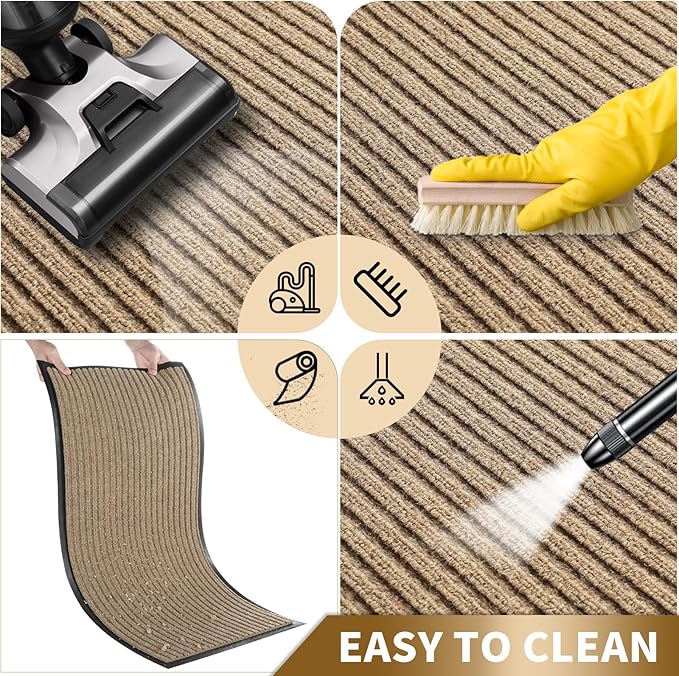 Yimobra Front Door Mat Outdoor Indoor Entrance, 100% Waterproof All-Season All Weather Doormat, Welcome Matt Outside Entry, Non Slip, Low Profile, Heavy Duty Patio Porch Floor Mats,47 x 24,Khaki-Ruum Studio Home