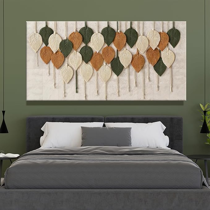 Tsomzxng Large Boho Wall Art For Living Room Modern Wall Art Print Paintings Multicolor Leaves Feather Canvas Wall Art Decor Picture For Bedroom Apartment Kitchen Home Wall Decor 29" W X 58" L-Ruum Studio Home