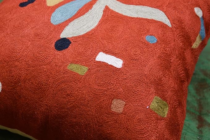 Kandinsky Modern Pillow Cover Orange Abstract Pillowcase Modern Chair Cushion Contemporary Pillowsham Outdoor Mid Century Chair Handmade Wool Size 18x18-Ruum Studio Home