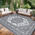 GAOMON Outdoor Patio Rug 9x12 Waterproof Reversible Plastic Straw Rug, Large UV-Resistant Portable RV Camping Mats, Indoor Outdoor Rugs for Outside Deck Porch Garden RV, Gray & White-Ruum Studio Home