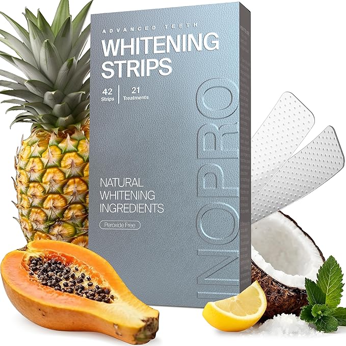 Natural Teeth Whitening Strips Kit 21 Treatments - Sensitive Teeth Whitener, Peroxide Free, Enamel Safe White Strips - Instant Teeth Whitening Without The Harm (42 Strips)-Ruum Studio Home