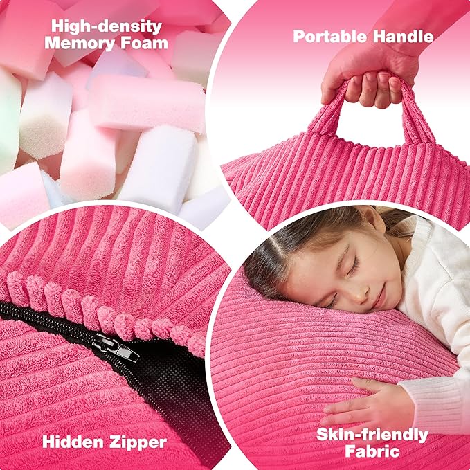 Hobestluk 4.5FT Bean Bag Chair Giant Bean Bag Chair with Filler Included Adult Bean Bag Chairs with Removable Cover for Bedroom Living Room - (Jumbo, Pink)-Ruum Studio Home