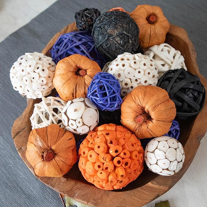 ANDALUCA Decorative Balls Halloween Bowl Filler Home Decor (Purple Orange)-Ruum Studio Home