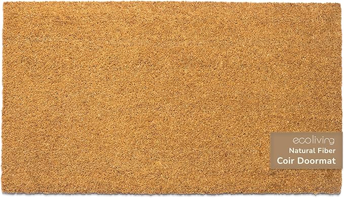 Welcome Doormats, Natural Coco Coir Mats with Non-Slip PVC Backing, Indoor Outdoor Mats for Home & Office, Floor Mats for Door Decor, Patio Decor, Plain Entry Mat, Beige, 30"x17"-Ruum Studio Home