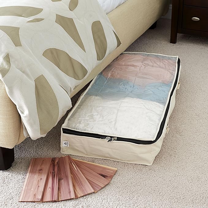 Household Essentials Cotton Canvas Under Bed Clothing and Linen Storage Bag | Natural-Ruum Studio Home