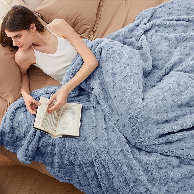 Bedsure GentleSoft King Size Blanket for Bed - Super Soft Cozy Blankets for Women Men Girls, Large Fuzzy Fleece Throw for Bedroom Decor, Ashley Blue,108x90 Inches-Ruum Studio Home