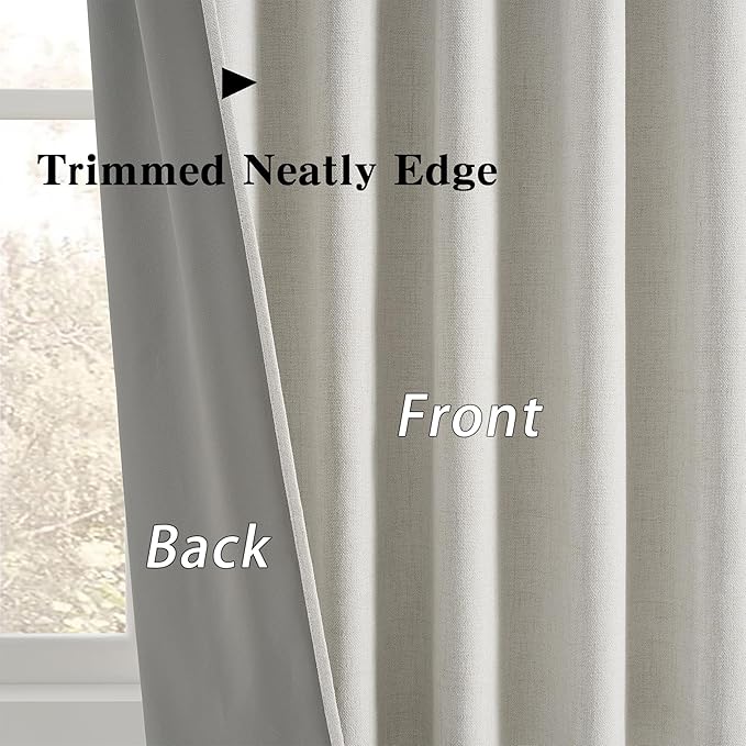2 PCs Extra Wide Linen Blackout Curtains 108 Inches Long,Back Tab Pleaetd Drapes with Hooks Track System Curtain Panels for Large Windows Patio Sliding Door Living Room 70 x 108 Natural Birch-Ruum Studio Home