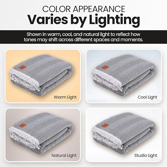 Gold Case Throw Blanket for Bed – 100% Recycled Turkish Cotton Bed Blanket – Decorative Throw Cotton Blankets for Living Room & Bedroom – Woven Twin Blankets - 71x90 - Black-Ruum Studio Home