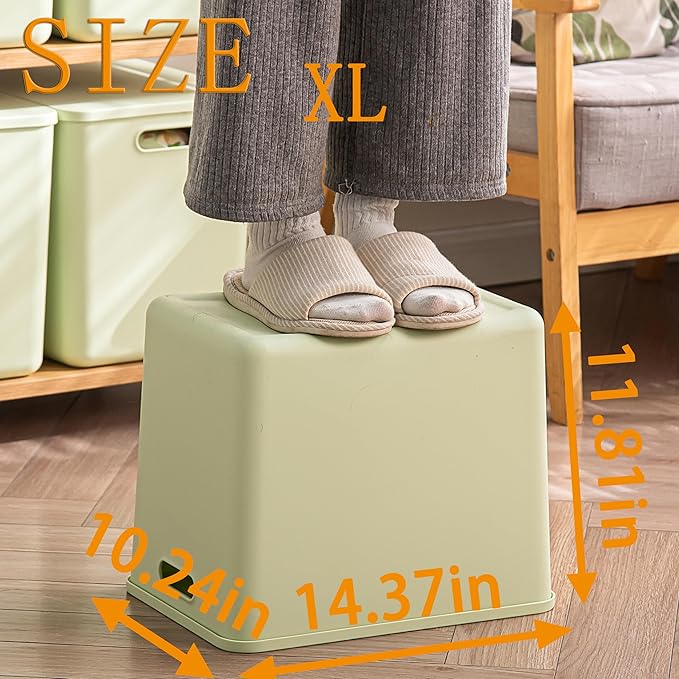 4 pack large plastic White storage bins Baskets, Toy Box Chest with Lids and Handle，Organizer Containers for Baby，Kids,snacks,Nursery，Shelves，Playroom, Bedroom，Office,Closet，home-Ruum Studio Home