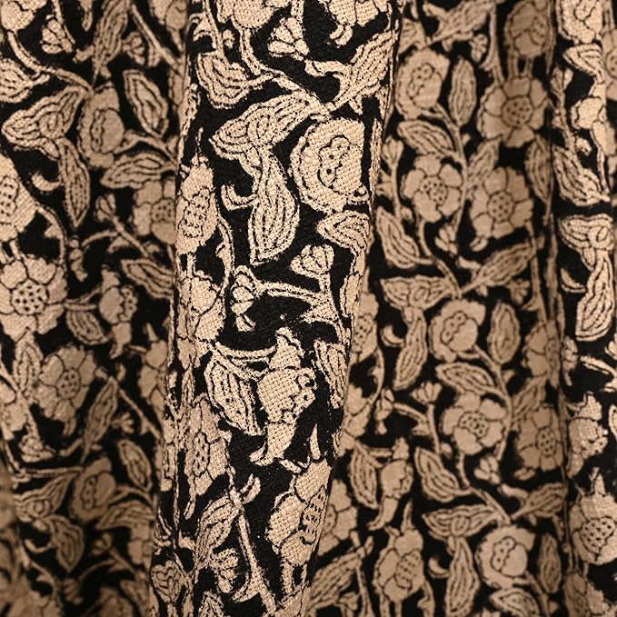 Handmade Cotton Throw Blanket, Floral Block Print, Black and Beige Wrap, 47x71 inches Decorative Woven Throw with Tassels-Ruum Studio Home