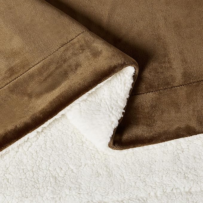 Amazon Basics Reversible Sherpa Throw Blanket, Brown, 50"x60"-Ruum Studio Home